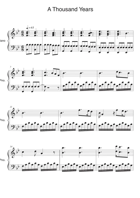 A Thousand Years Score – page 1