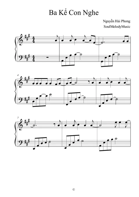 Ba Ke Con Nghe NHP Piano Sheet – page 1