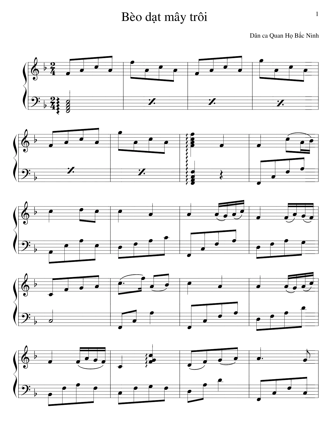 Bèo dạt mây trôi (piano) – page 1