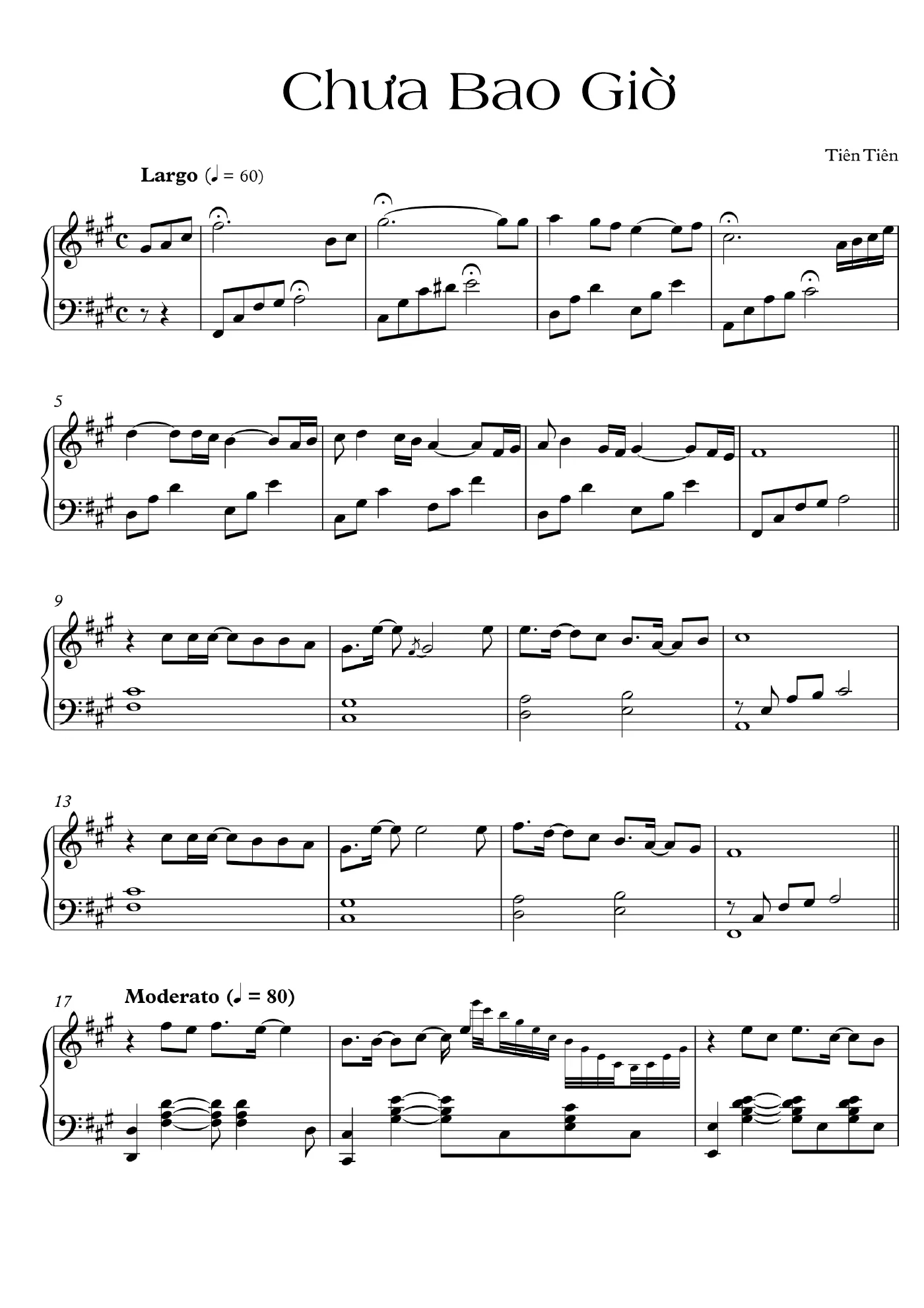 Chua Bao Gio Piano Sheet – page 1