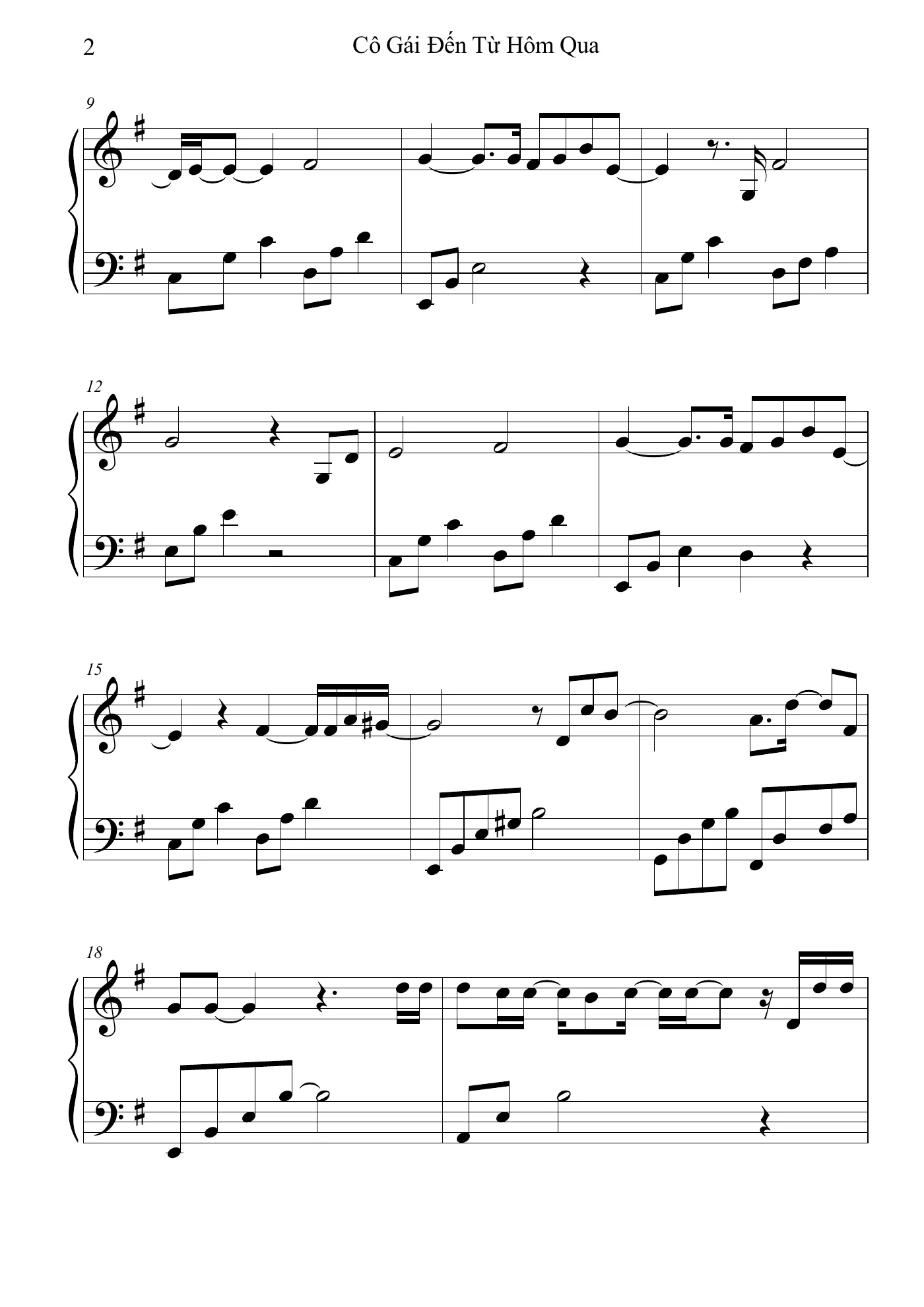 Co Gai Den Tu Hom Qua VCT Piano sheet – trang 2