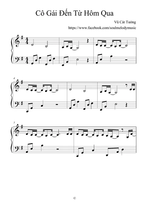 Co Gai Den Tu Hom Qua VCT Piano sheet – trang 1