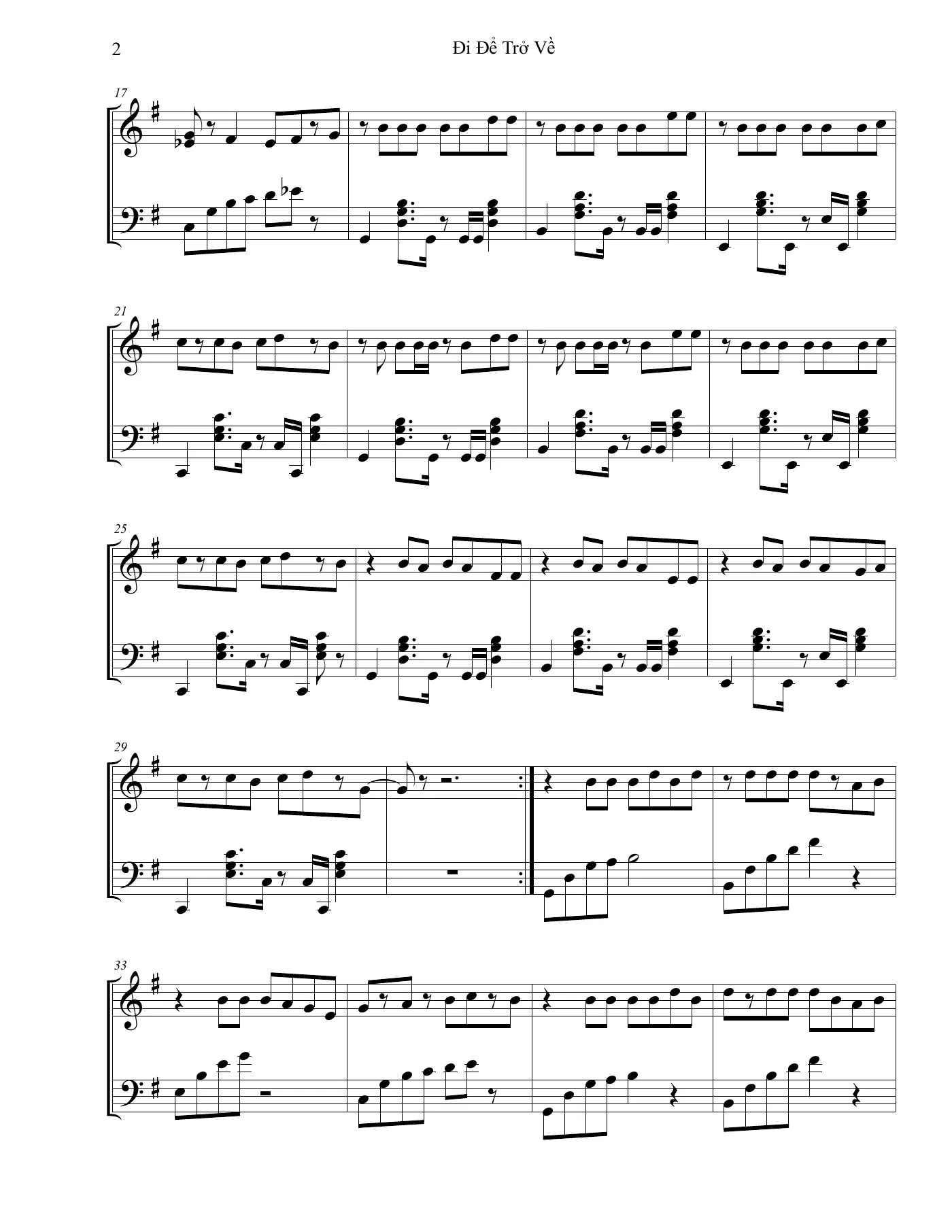 Di De Tro Ve Soobin Piano Sheet – trang 2