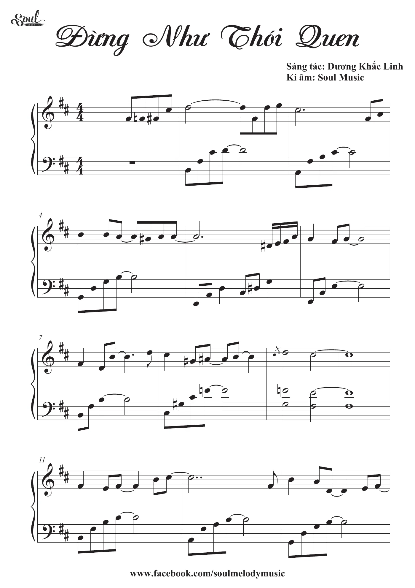 Dung Nhu Thoi Quen Piano Sheet – page 1
