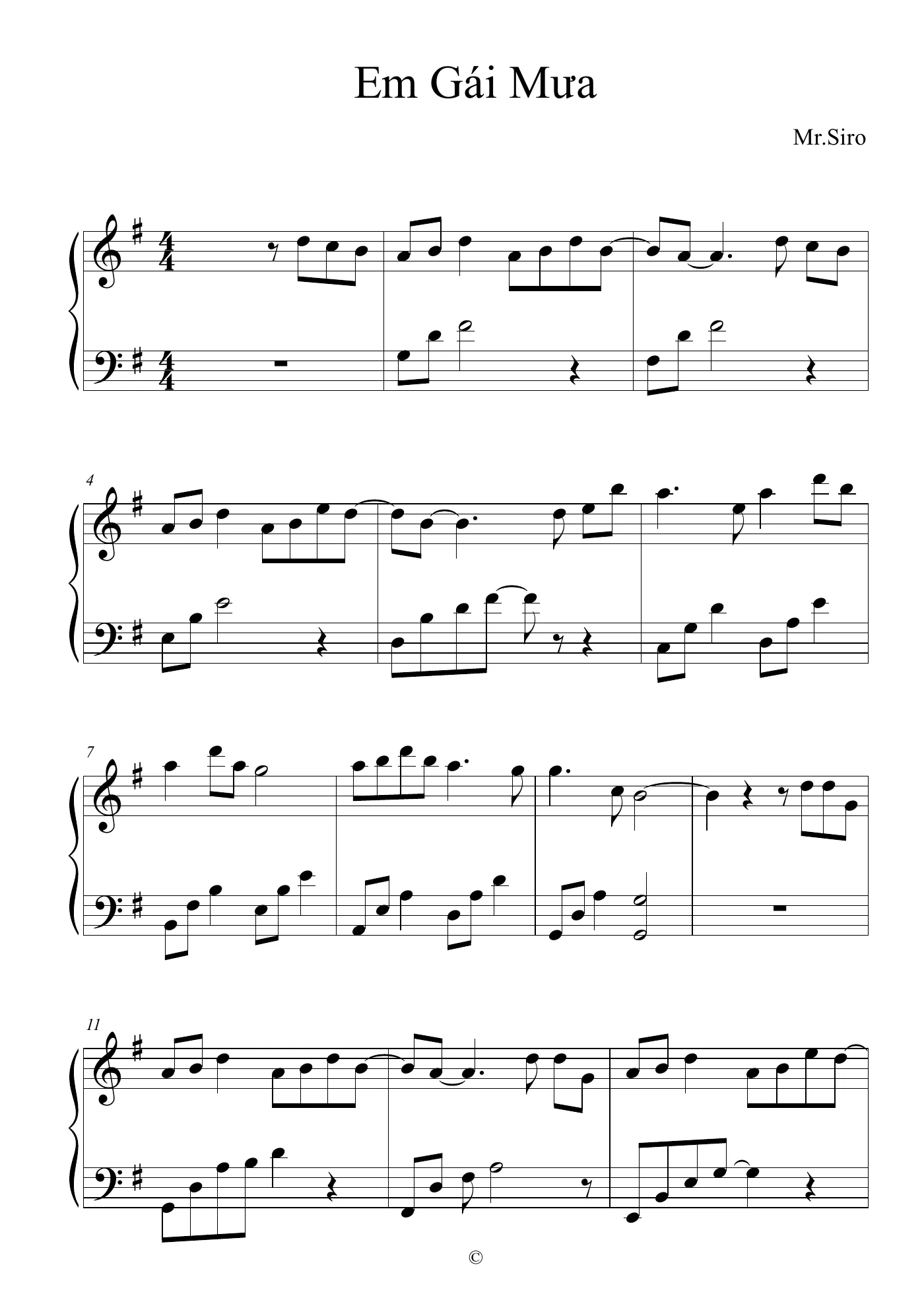 Em Gai Mua Piano Sheet – page 1