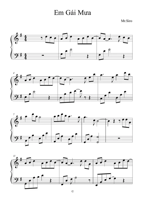 Em Gai Mua Piano Sheet – trang 1