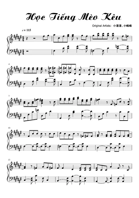 Hoc Tieng Meo Keu Piano Sheet – trang 1
