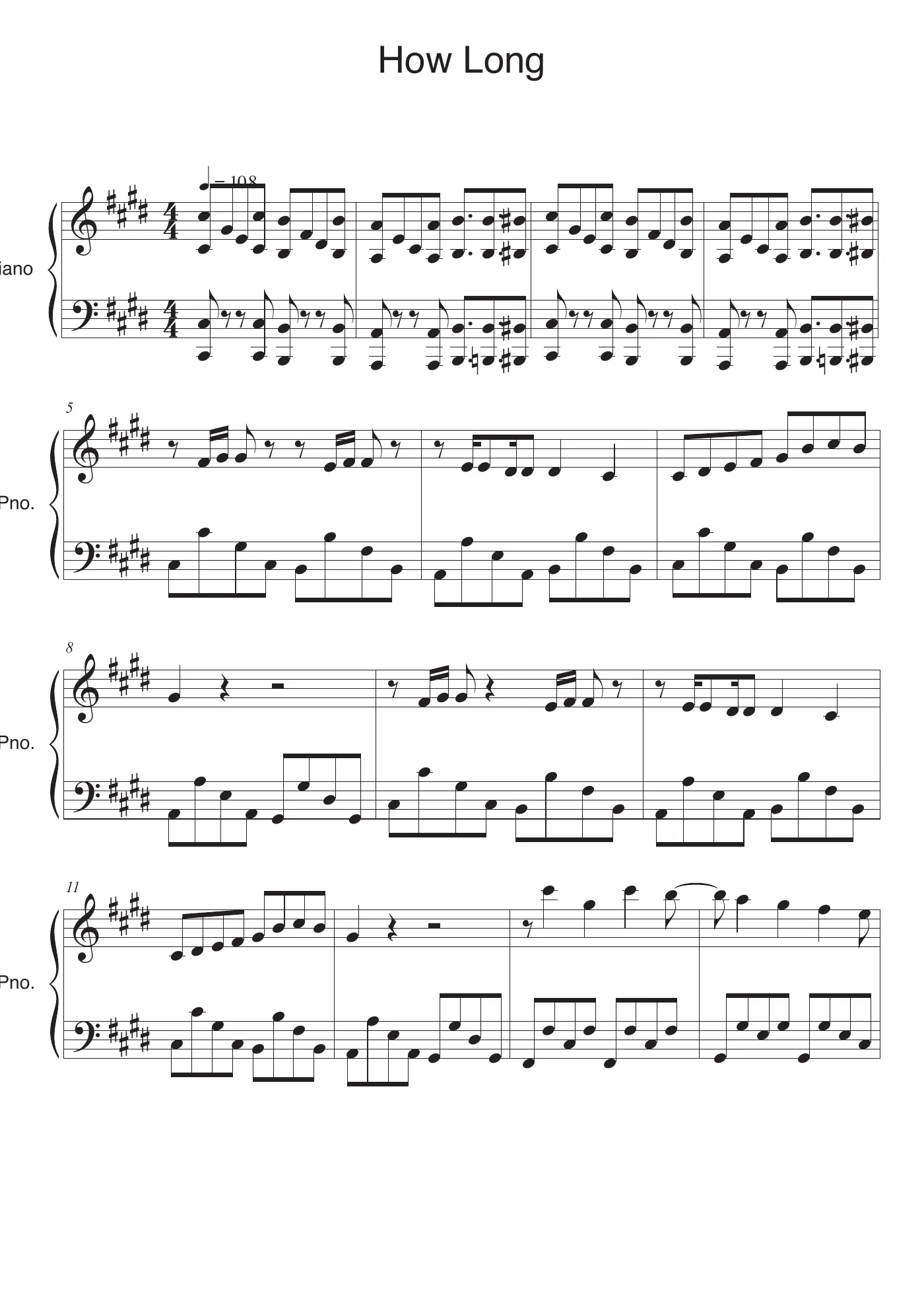 How Long Score – page 1