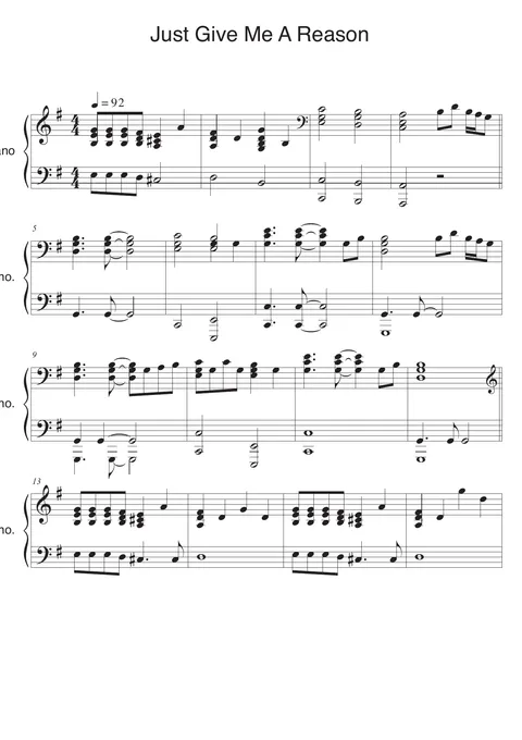 Just Give Me A Reason Score – page 1