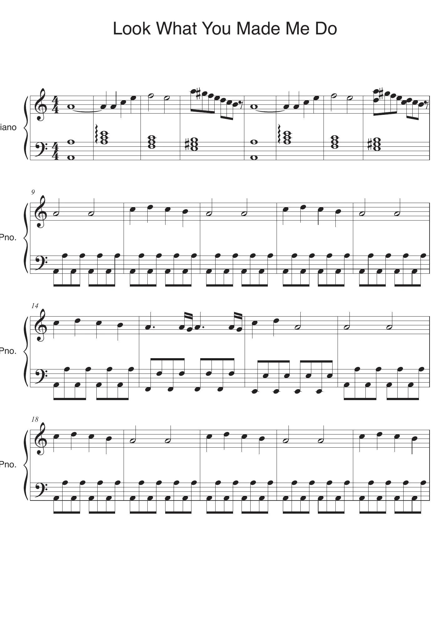 Look What You Made Me Do Score – page 1