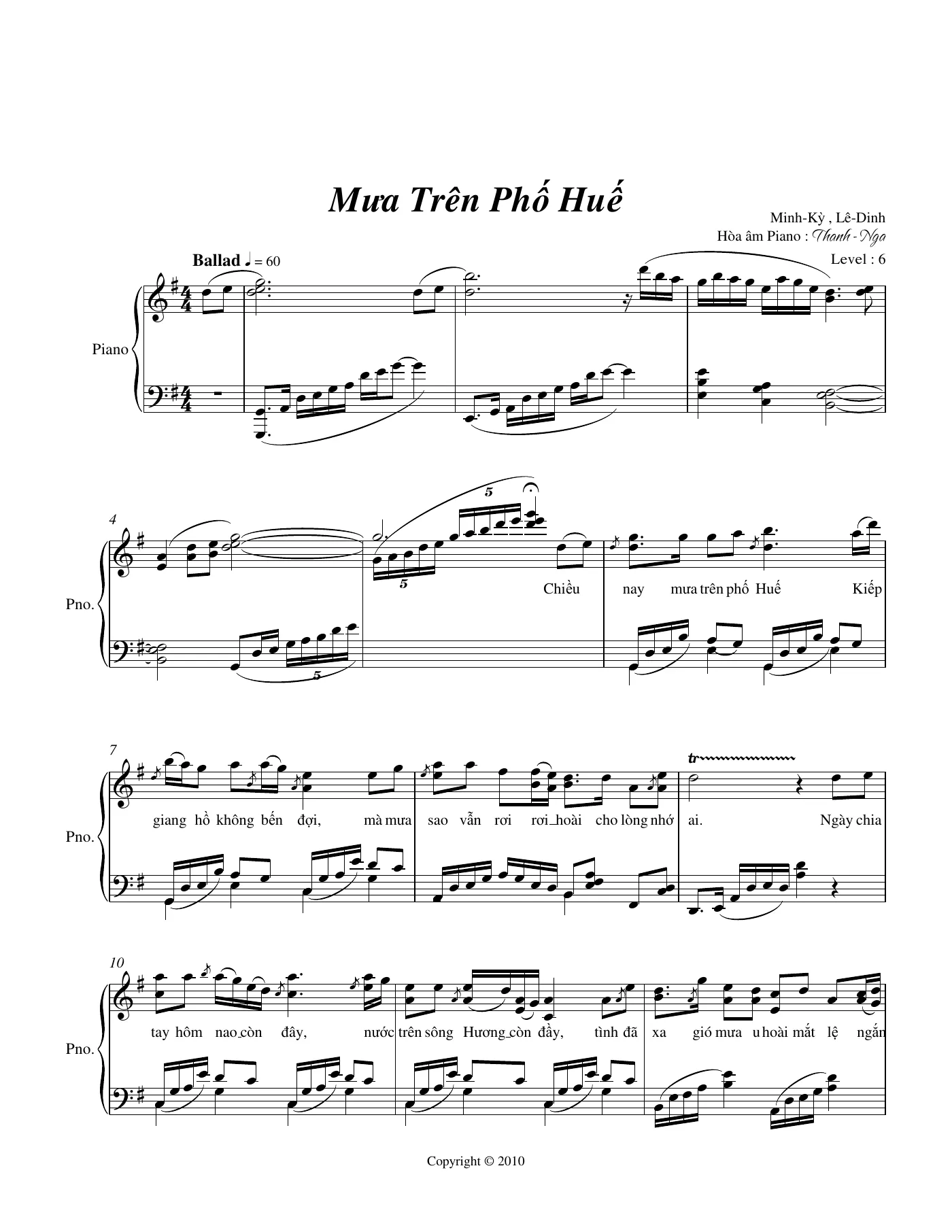 Mua Trên Phô Huê piano – trang 1