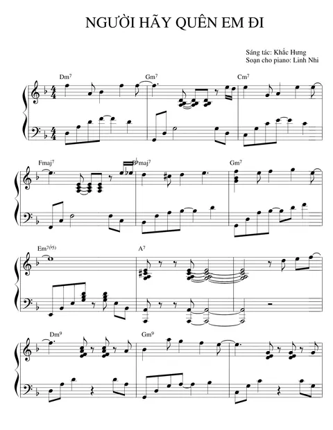 Nguoi Hay Quen Em Di Piano solo – trang 1