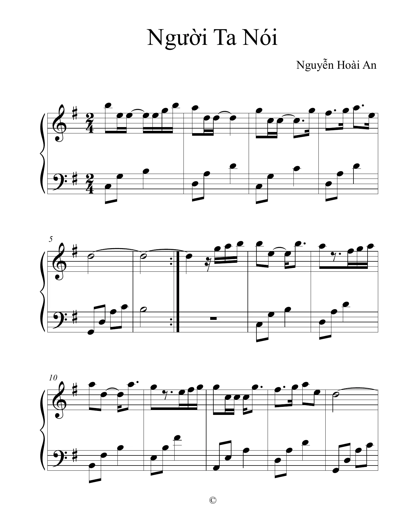 Nguoi Ta Noi Piano Sheet – page 1
