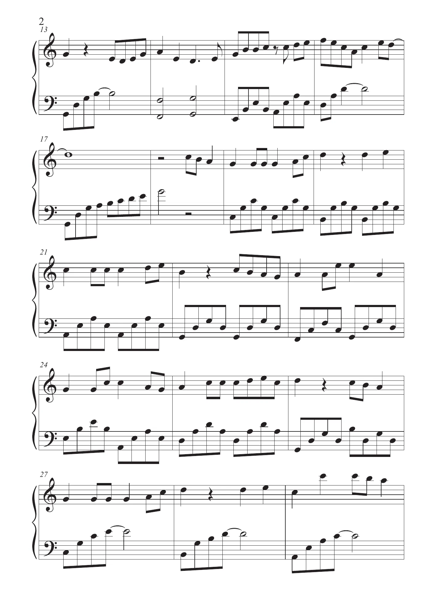 Nhu Ngay Hom Qua Piano Sheet Score – trang 2