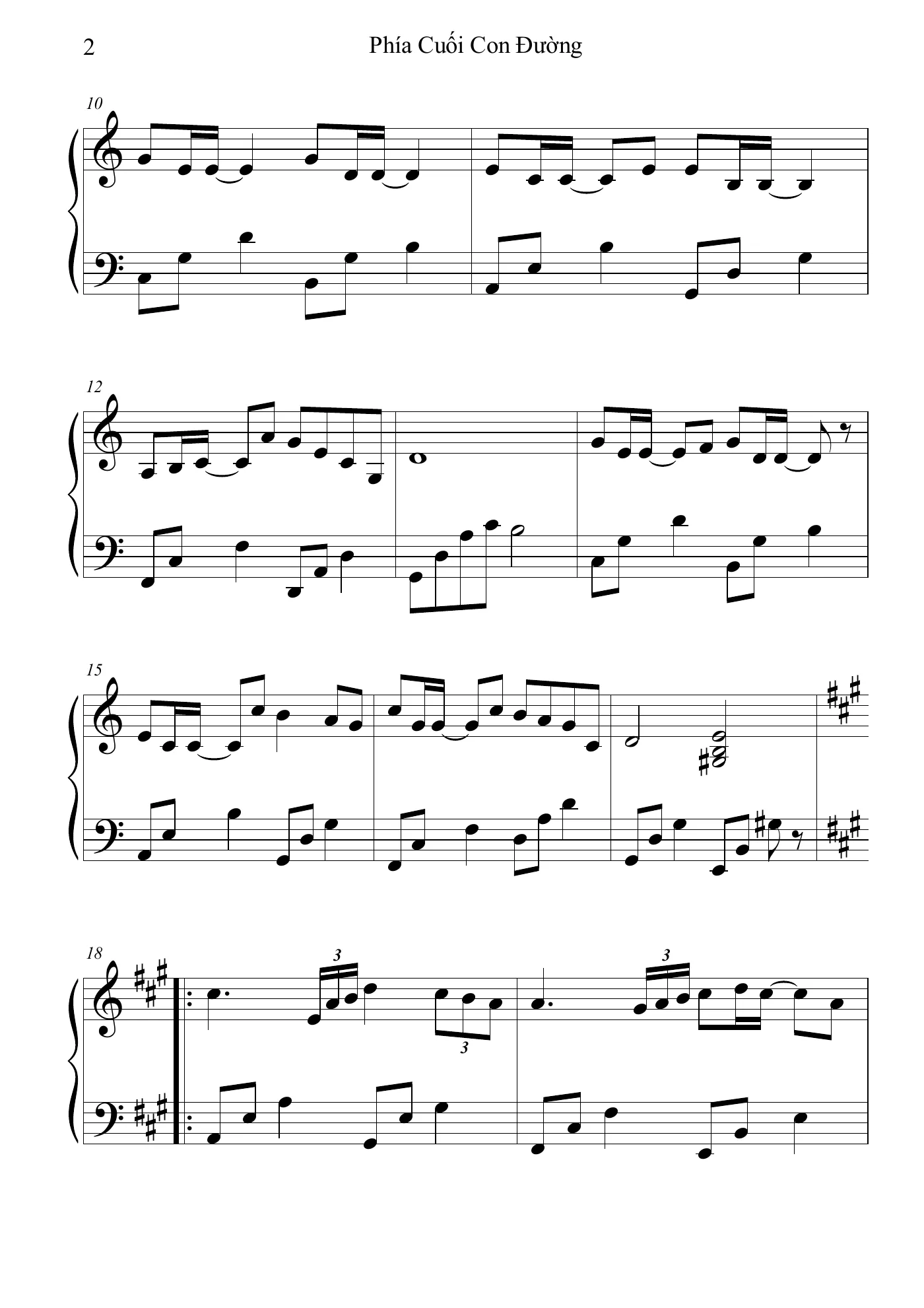Phia Cuoi Con Duong Thuy Chi Piano Sheet – trang 2