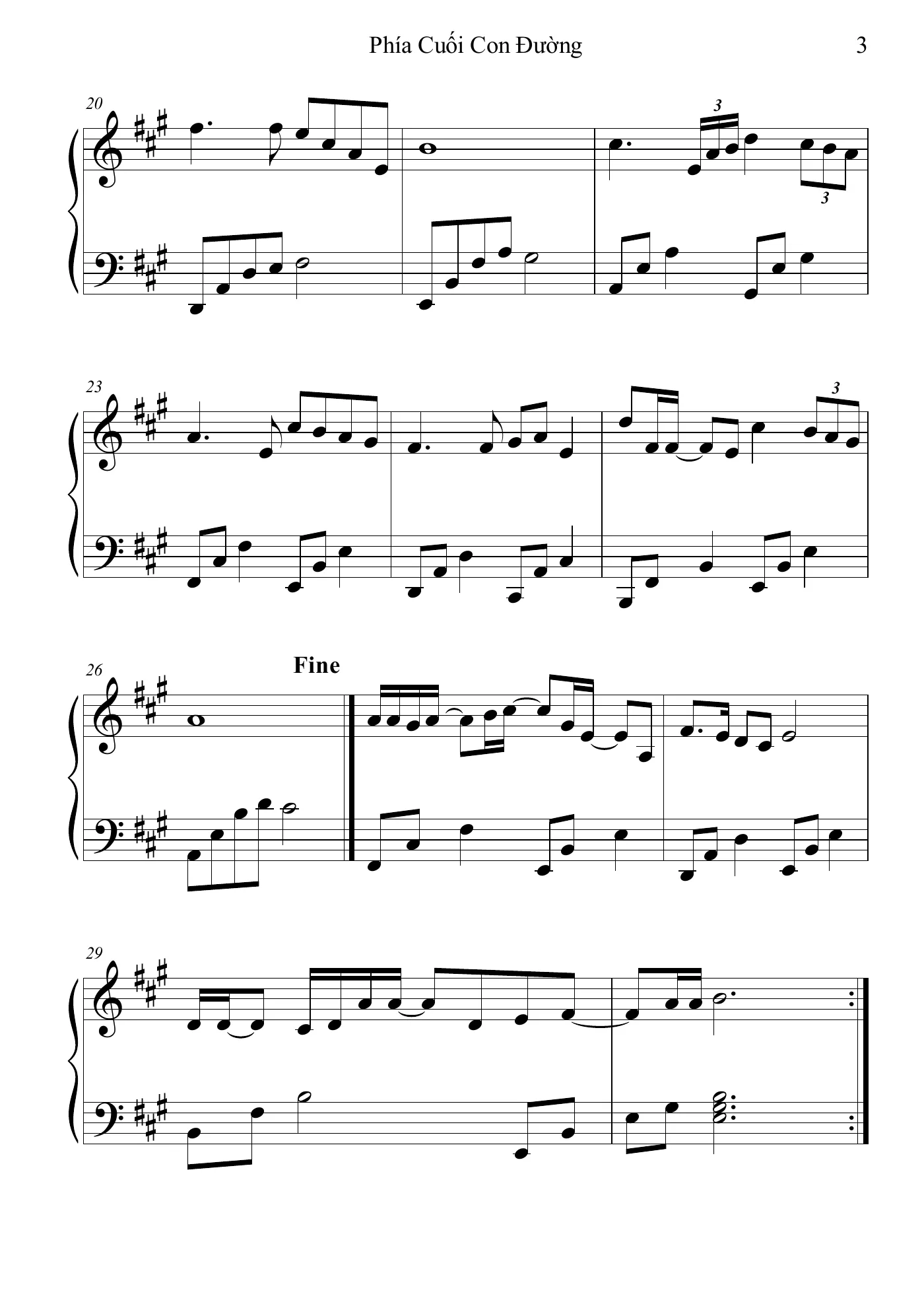 Phia Cuoi Con Duong Thuy Chi Piano Sheet – trang 3