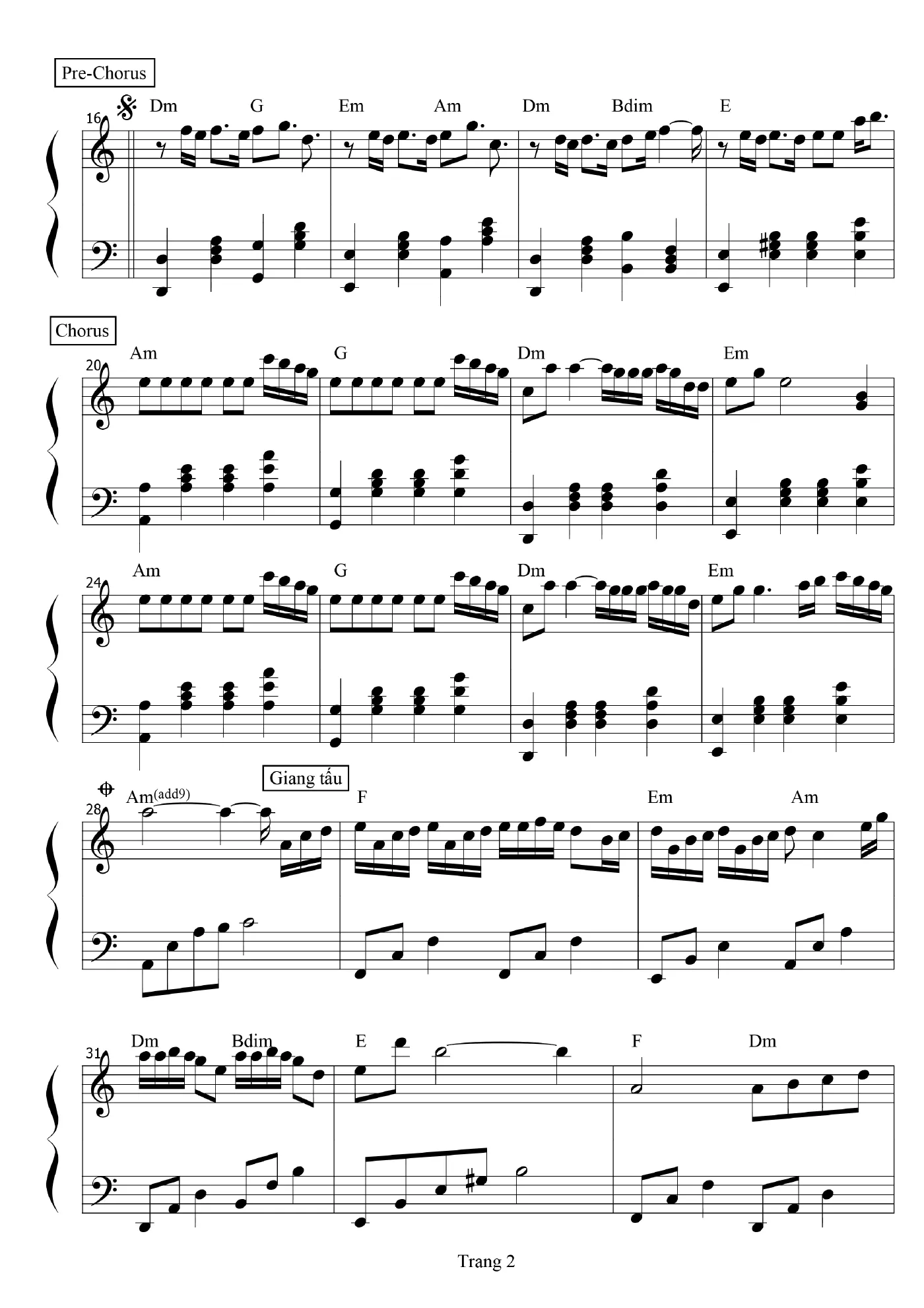 Song Xa Anh Chang De Dang Bao Anh Piano Sheet – page 2