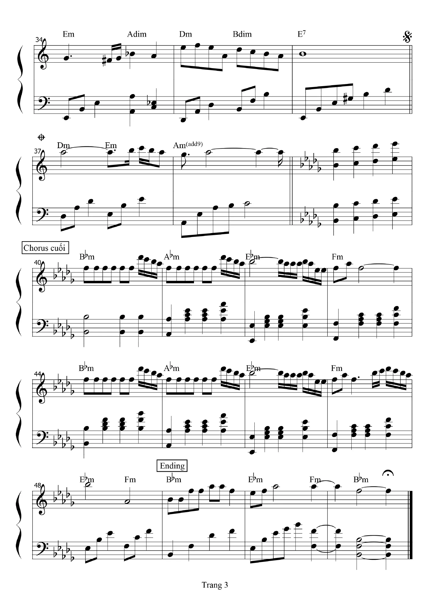 Song Xa Anh Chang De Dang Bao Anh Piano Sheet – page 3