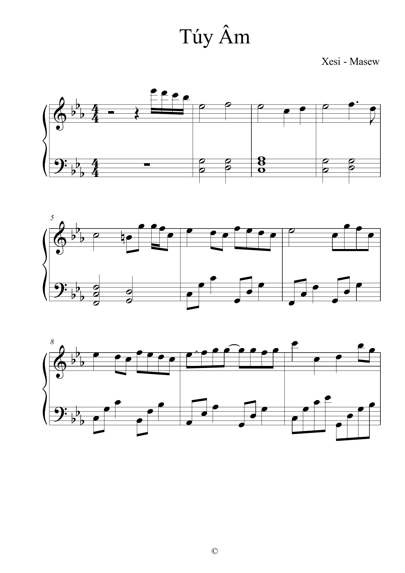Tuy Am Piano Sheet – page 1